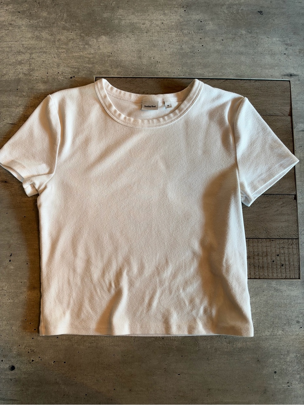 Sunday Best White Crewneck Short Sleeve Cop Top